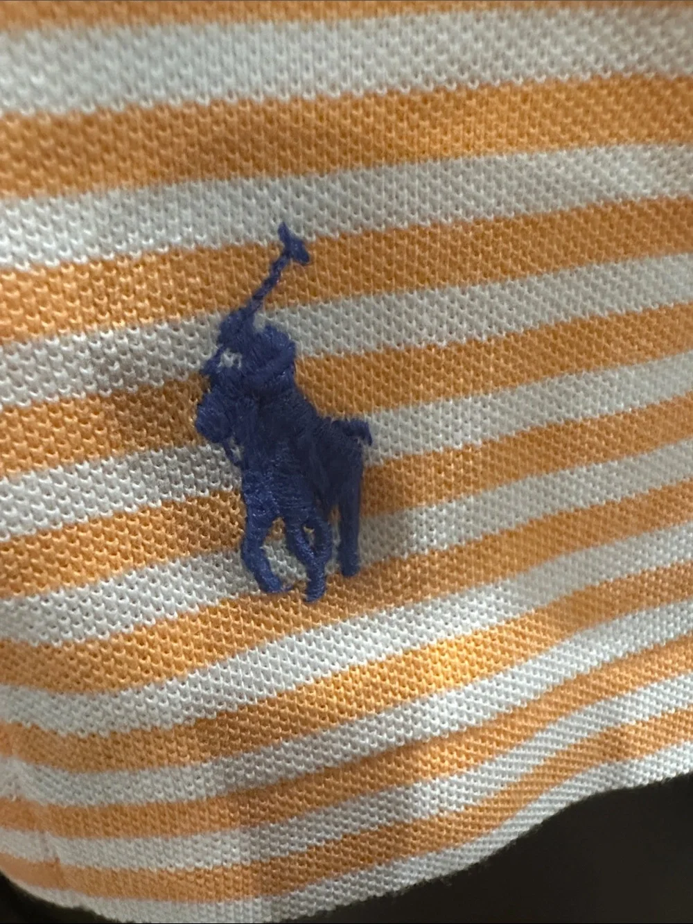 Ralph Lauren Men’s Orange and White Striped Polo with Pocket